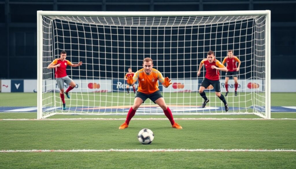 Техника удержания позиции в воротах после смены напора - иллюстрация